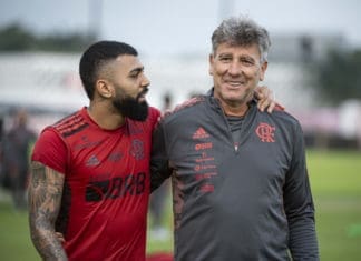 Flamengo defende longa invencibilidade no Mané Garrincha contra o Defensa y Justicia Gabi e Renato Gaúcho