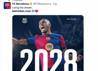 Após melhor temporada da carreira, Raphinha renova com o Barcelona até 2028 Raphinia - Barcelona