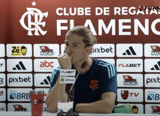 Filipe Luís após triunfo do Flamengo sobre o Palmeiras: “Jogo grande é mais fácil de preparar” Filipe Luiz after Palmeiras - Flamengo game