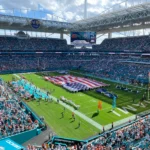 Estádio Hard Rock, com sol intenso