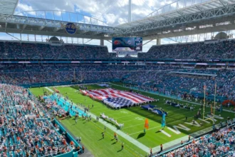 Estádio Hard Rock, com sol intenso