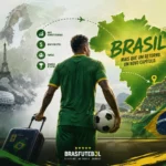 Ilustração editorial mostrando o retorno de jogadores brasileiros da Europa ao Brasileirão e as mudanças no mercado do futebol brasileiro.